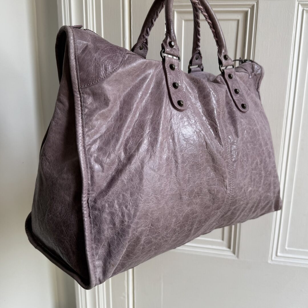 2006 Balenciaga Weekender Motorcycle Leather Purple Shoulder Bag