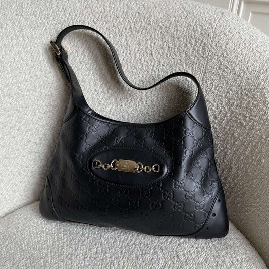 Gucci Guccissima Jackie Hobo Black Shoulder Bag