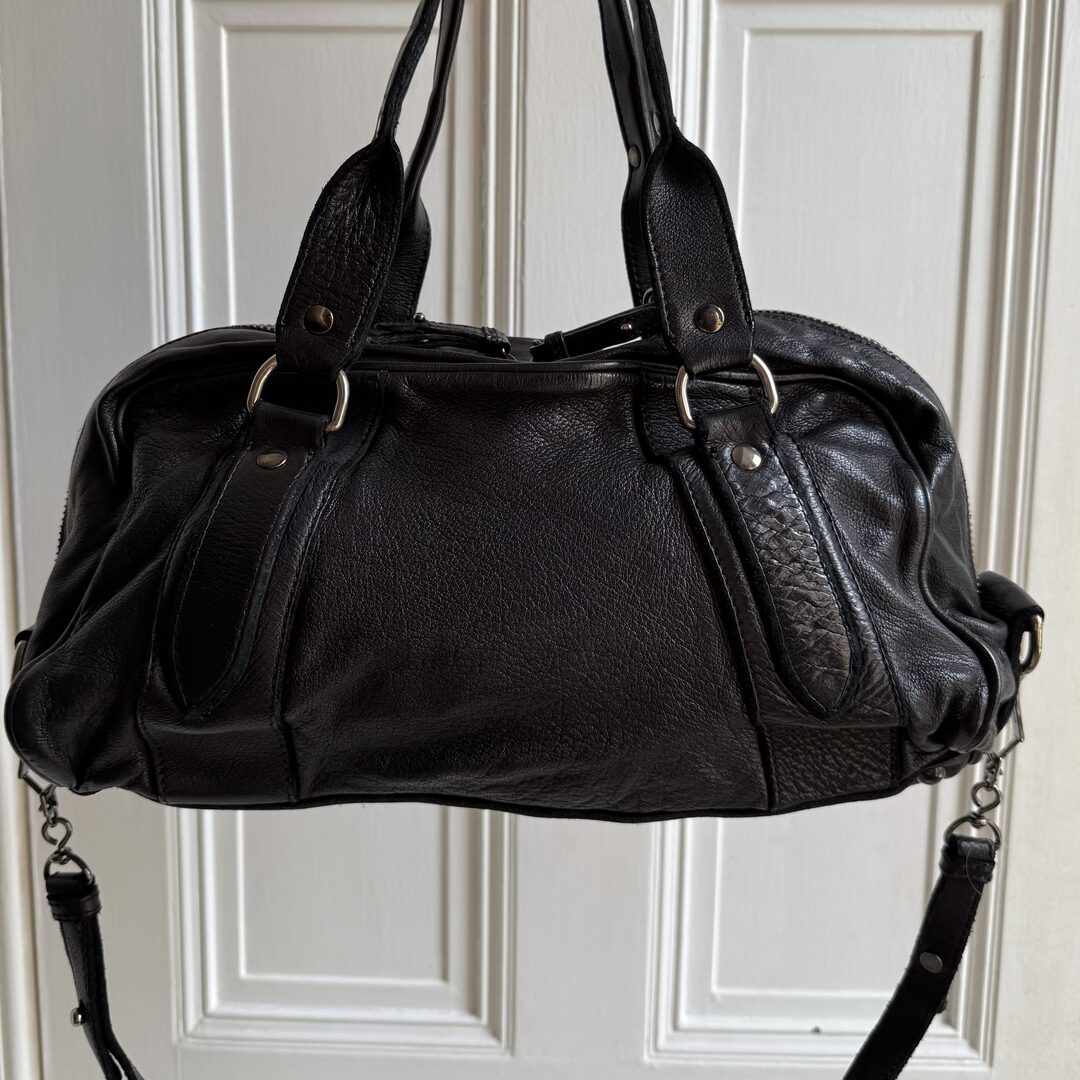 Archive Miu Miu Black Leather Flower Shoulder Bag