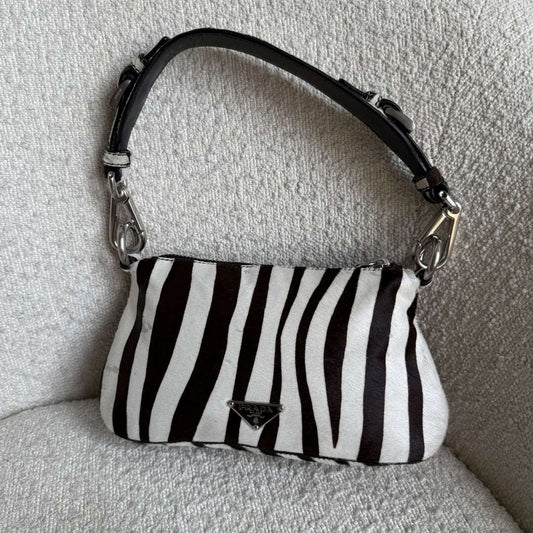 Rare Prada Zebra Pony Hair Shoulder Bag