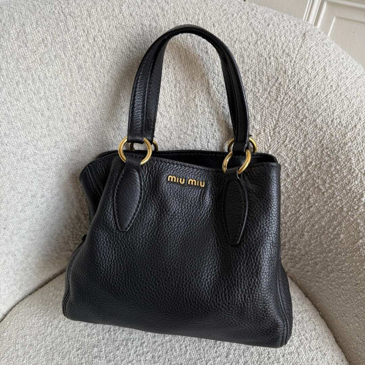 Miu Miu Vitello Leather Black Handbag