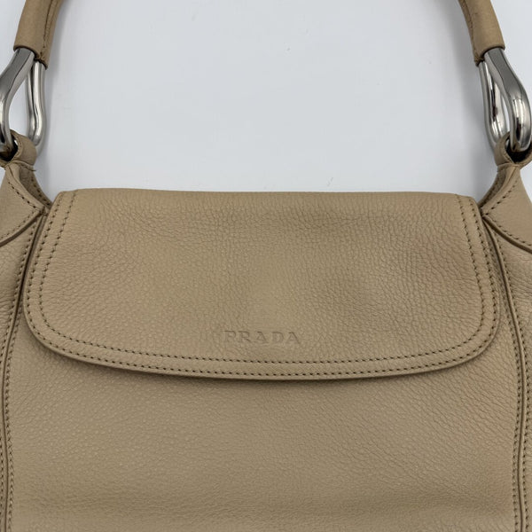 2003 Prada Hobo Leather Beige Shoulder Bag