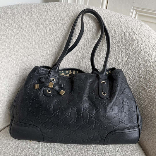 Gucci Guccissima Princy Black Leather Tote Bag