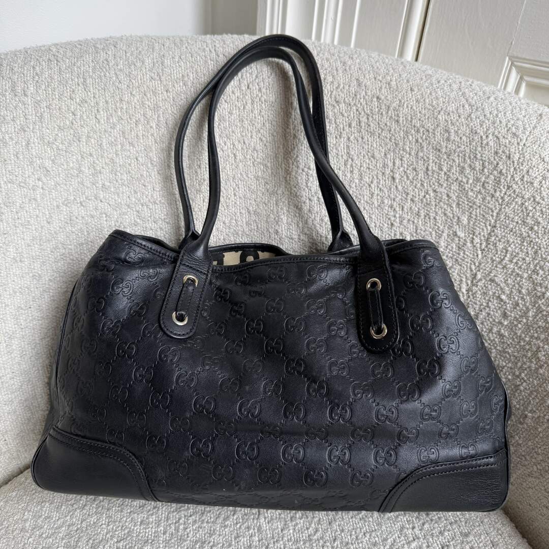 Gucci Guccissima Princy Black Leather Tote Bag