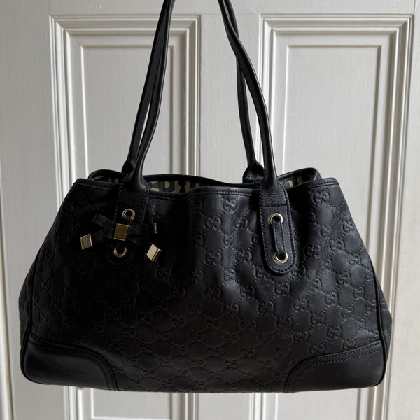 Gucci Guccissima Princy Black Leather Tote Bag