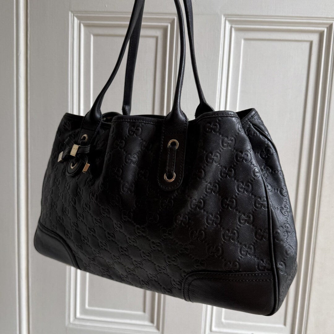 Gucci Guccissima Princy Black Leather Tote Bag