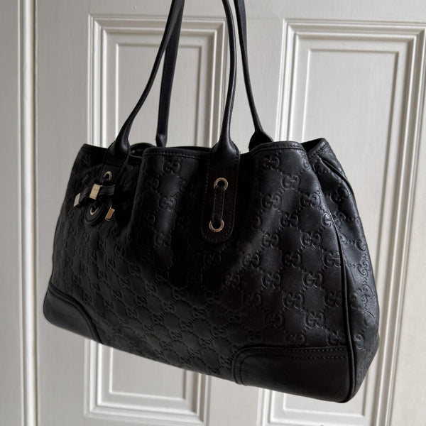 Gucci Guccissima Princy Black Leather Tote Bag