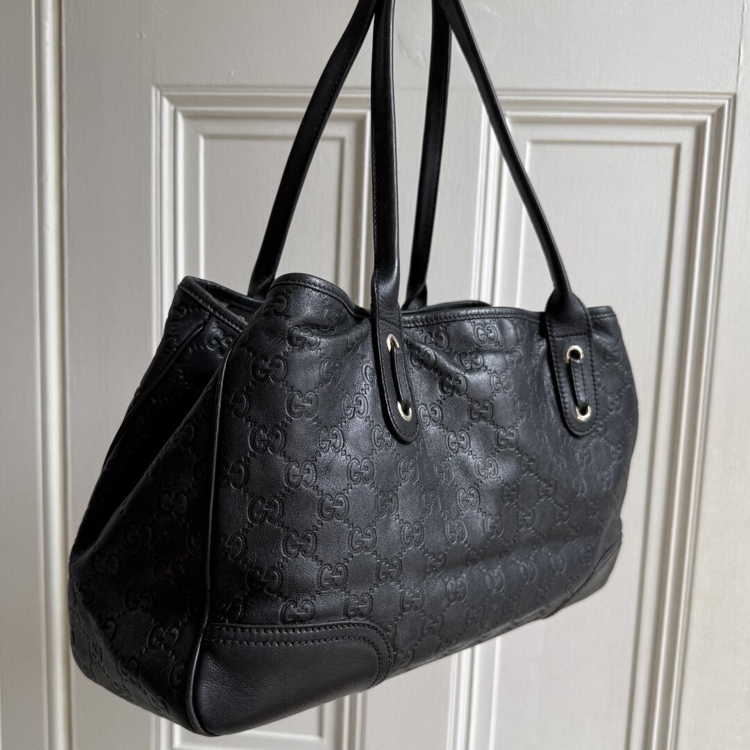 Gucci Guccissima Princy Black Leather Tote Bag