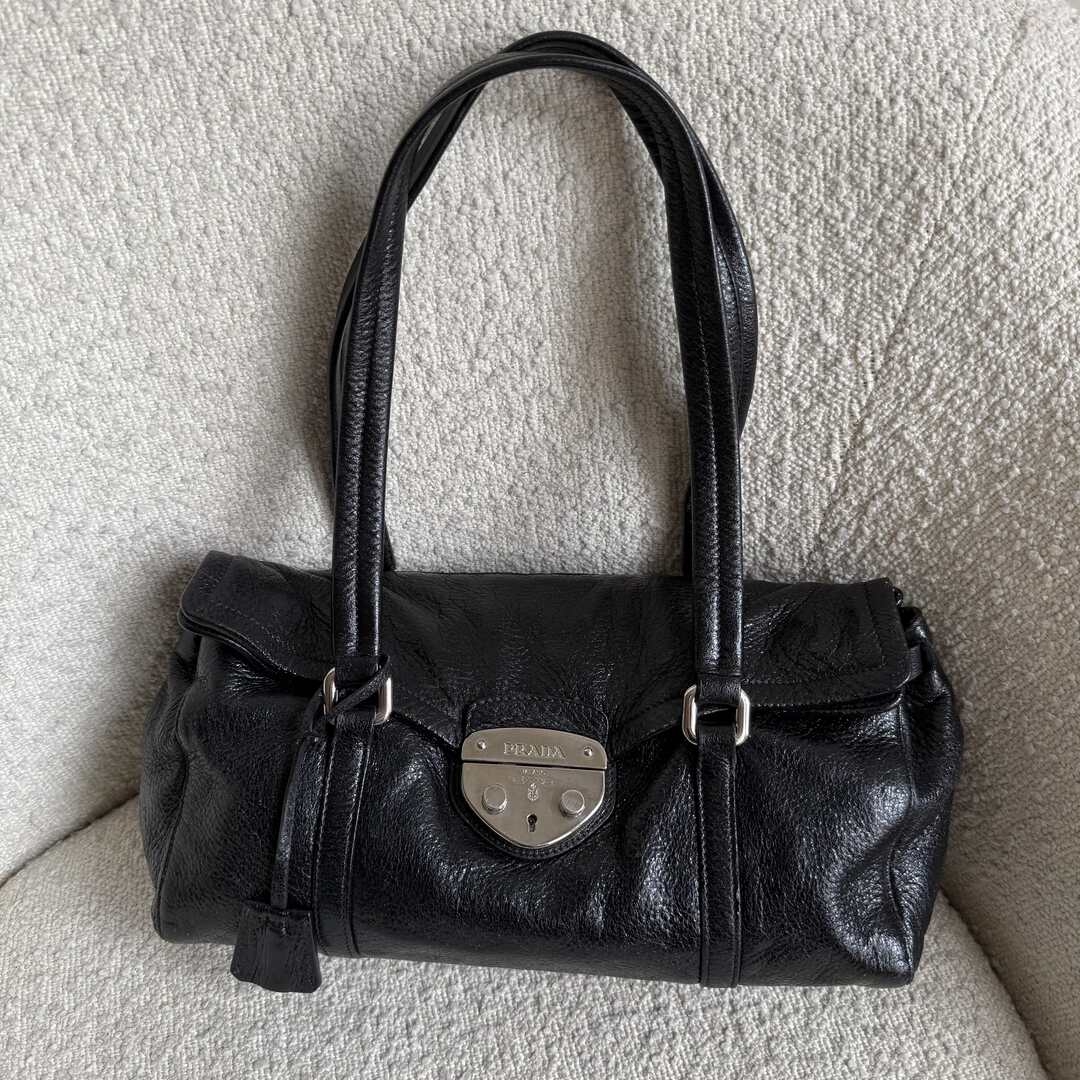Prada Vitello Easy Leather Black Shoulder Bag