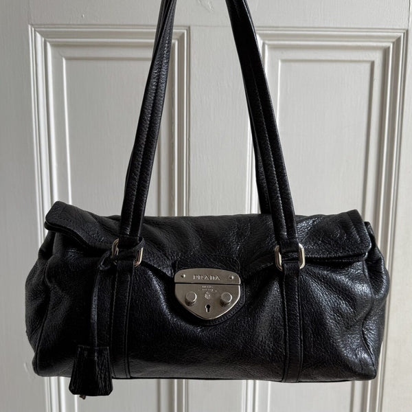 Prada Vitello Easy Leather Black Shoulder Bag