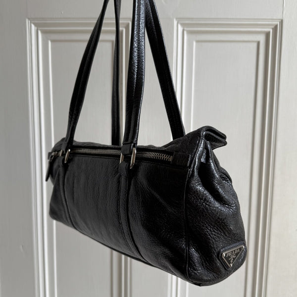 Prada Vitello Easy Leather Black Shoulder Bag