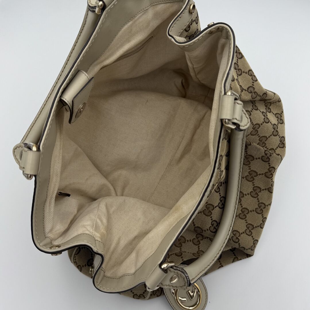 Gucci GG Canvas Sukey White Tote Bag