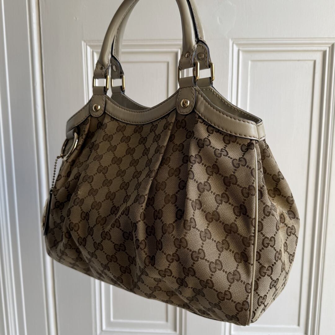Gucci GG Canvas Sukey White Tote Bag