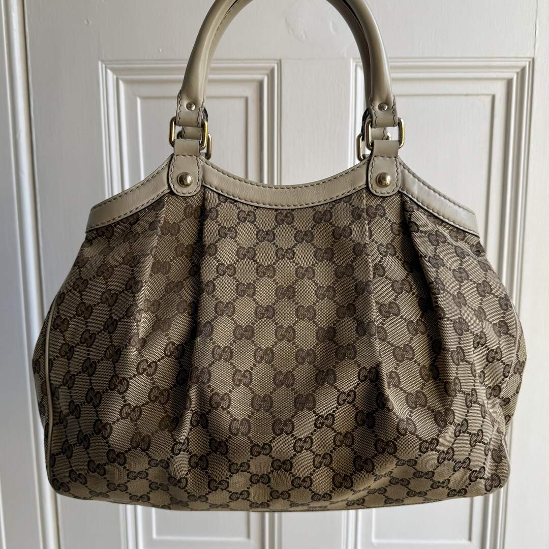 Gucci GG Canvas Sukey White Tote Bag