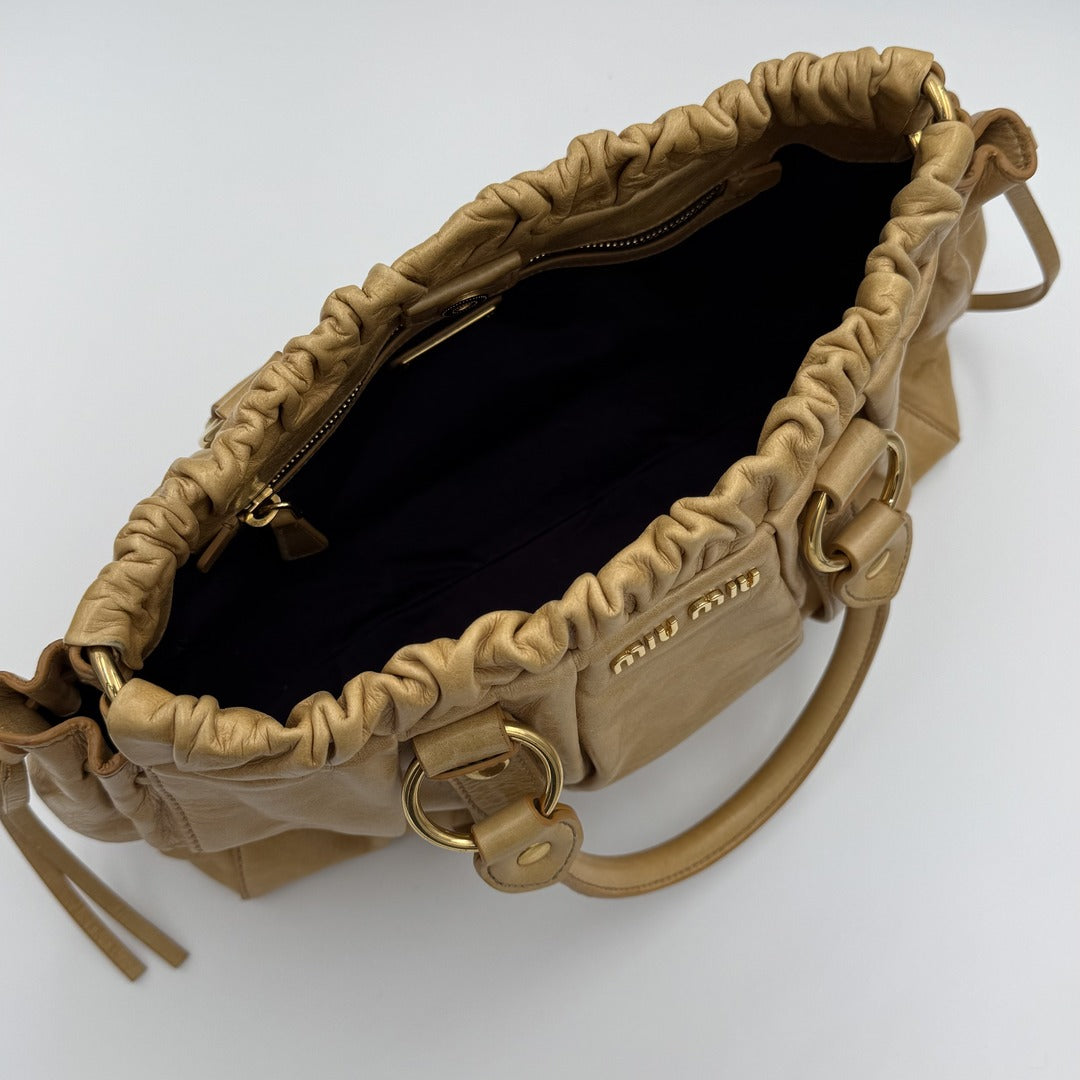 Miu Miu Vitello Yellow Leather Handbag
