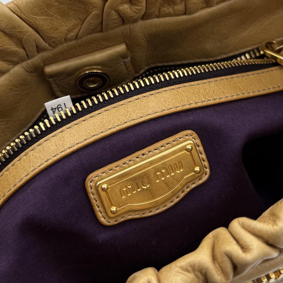 Miu Miu Vitello Yellow Leather Handbag