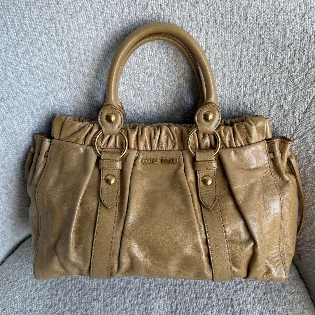 Miu Miu Vitello Yellow Leather Handbag