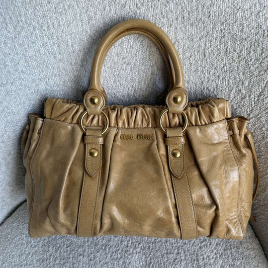 Miu Miu Vitello Yellow Leather Handbag