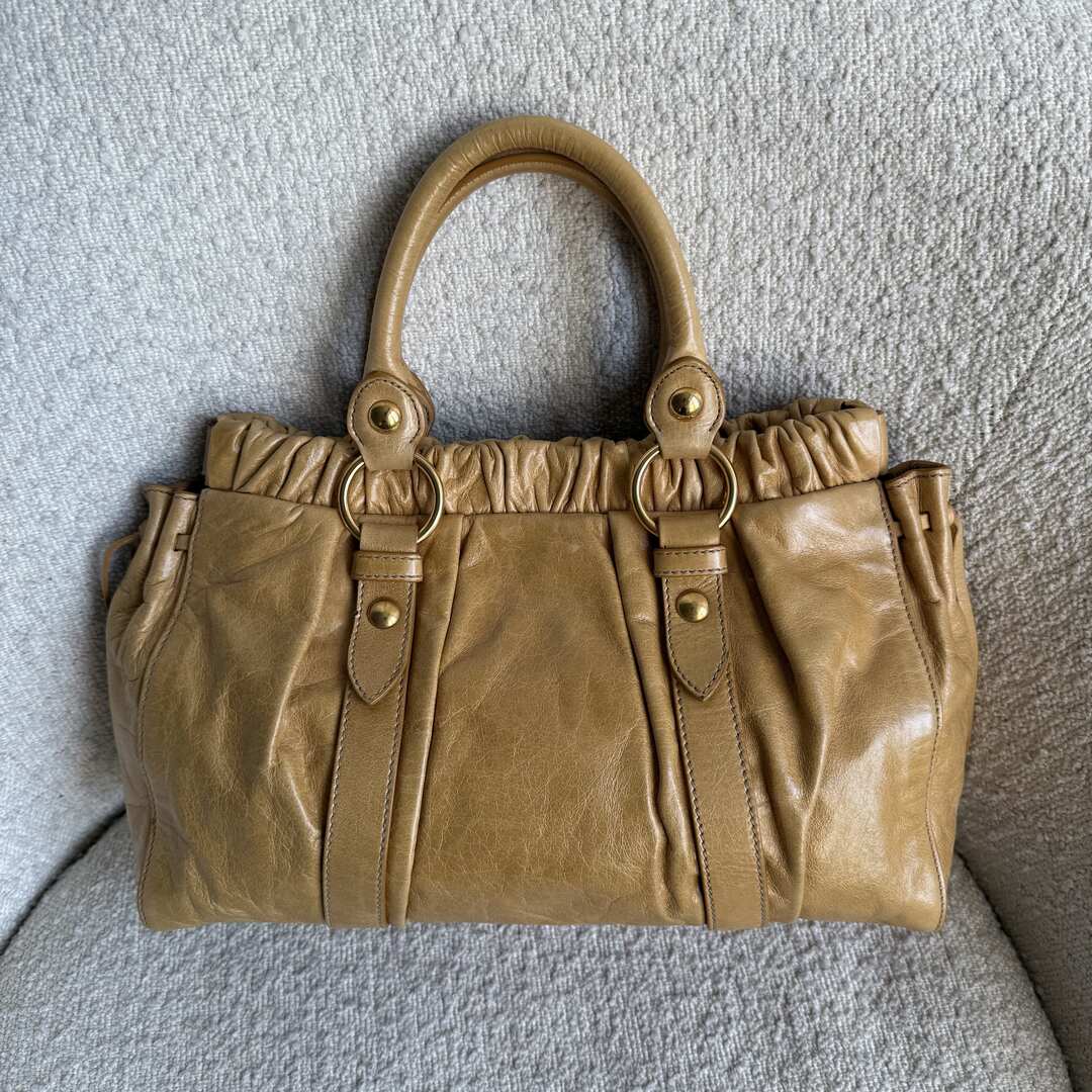 Miu Miu Vitello Yellow Leather Handbag