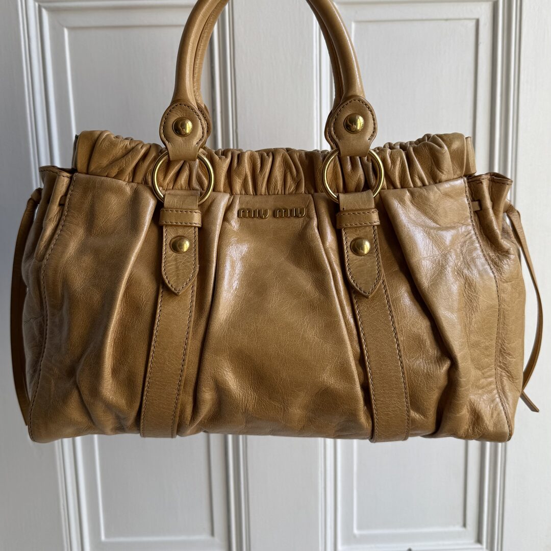 Miu Miu Vitello Yellow Leather Handbag