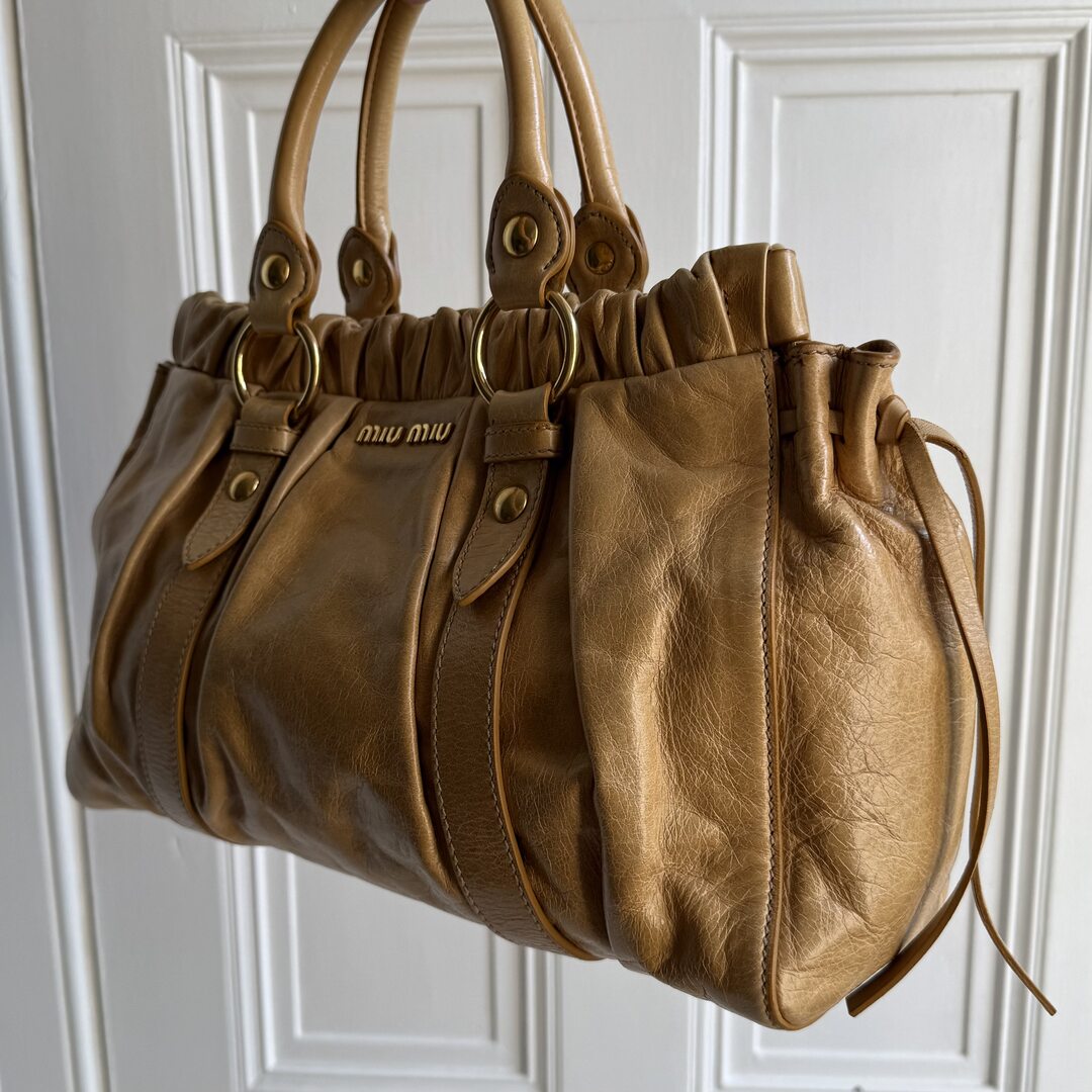 Miu Miu Vitello Yellow Leather Handbag
