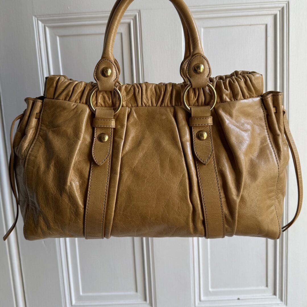 Miu Miu Vitello Yellow Leather Handbag