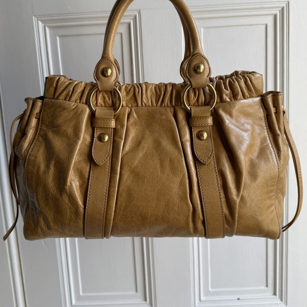 Miu Miu Vitello Yellow Leather Handbag