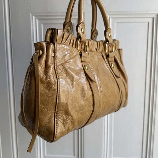Miu Miu Vitello Yellow Leather Handbag