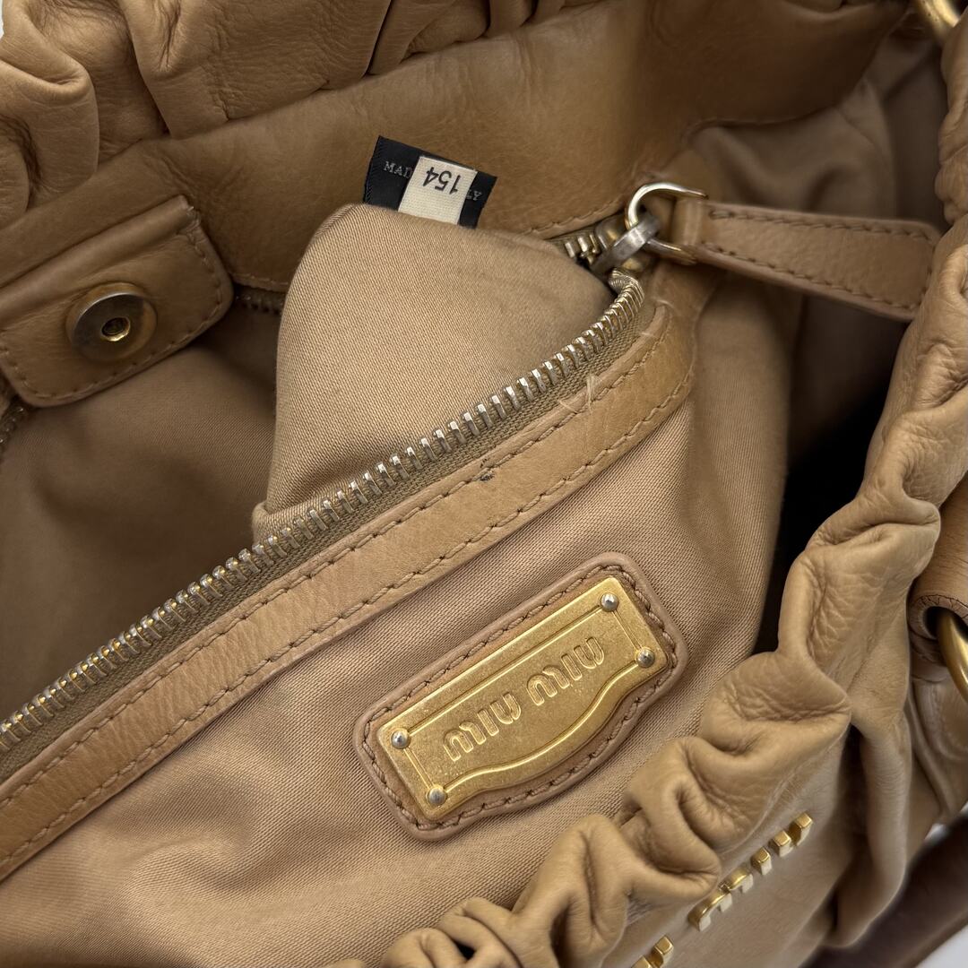 Miu Miu Vitello Beige Leather Handbag