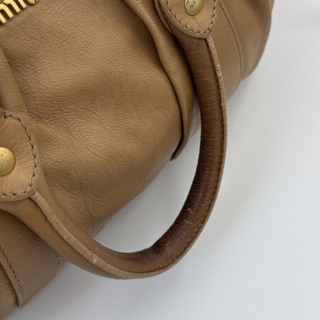 Miu Miu Vitello Beige Leather Handbag