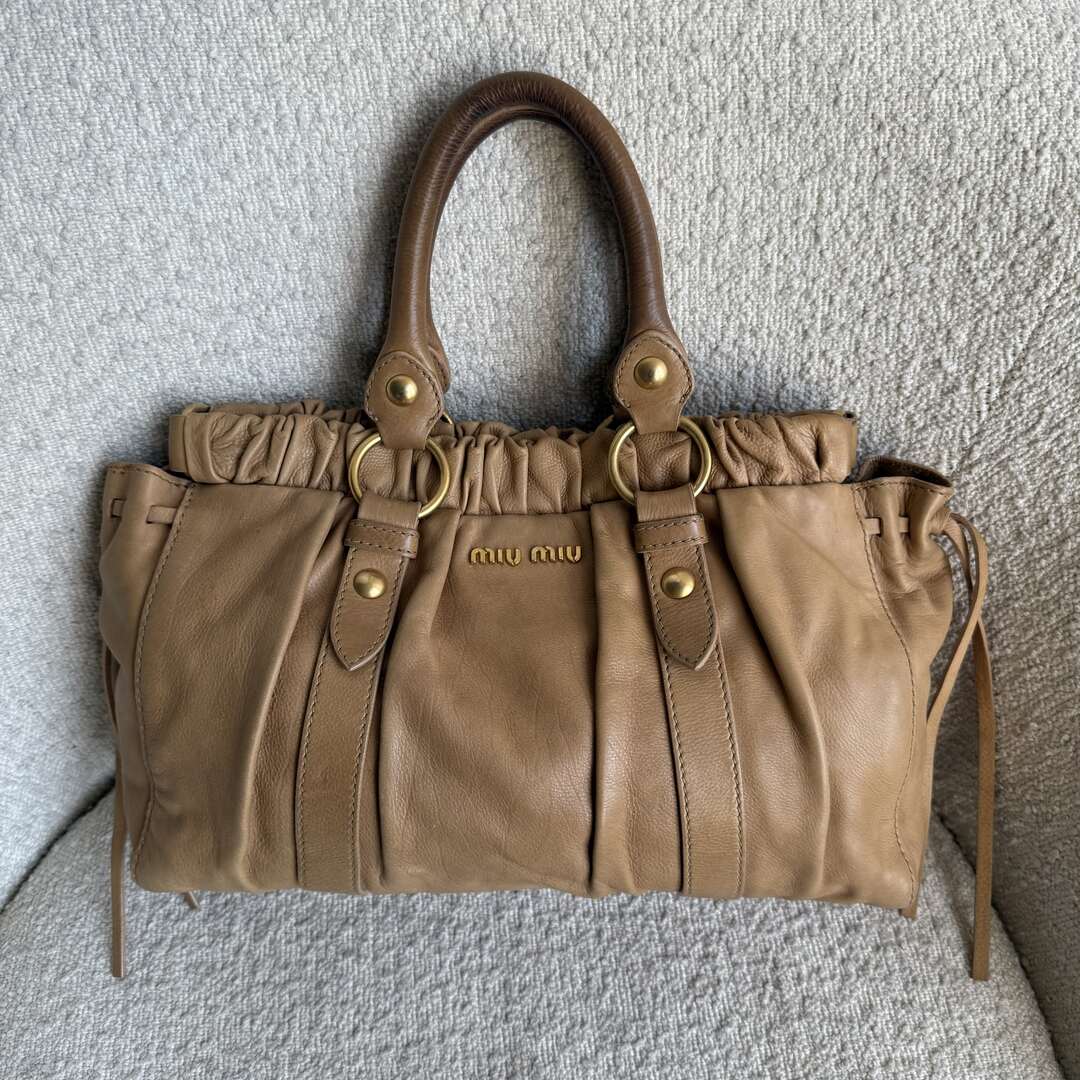 Miu Miu Vitello Beige Leather Handbag
