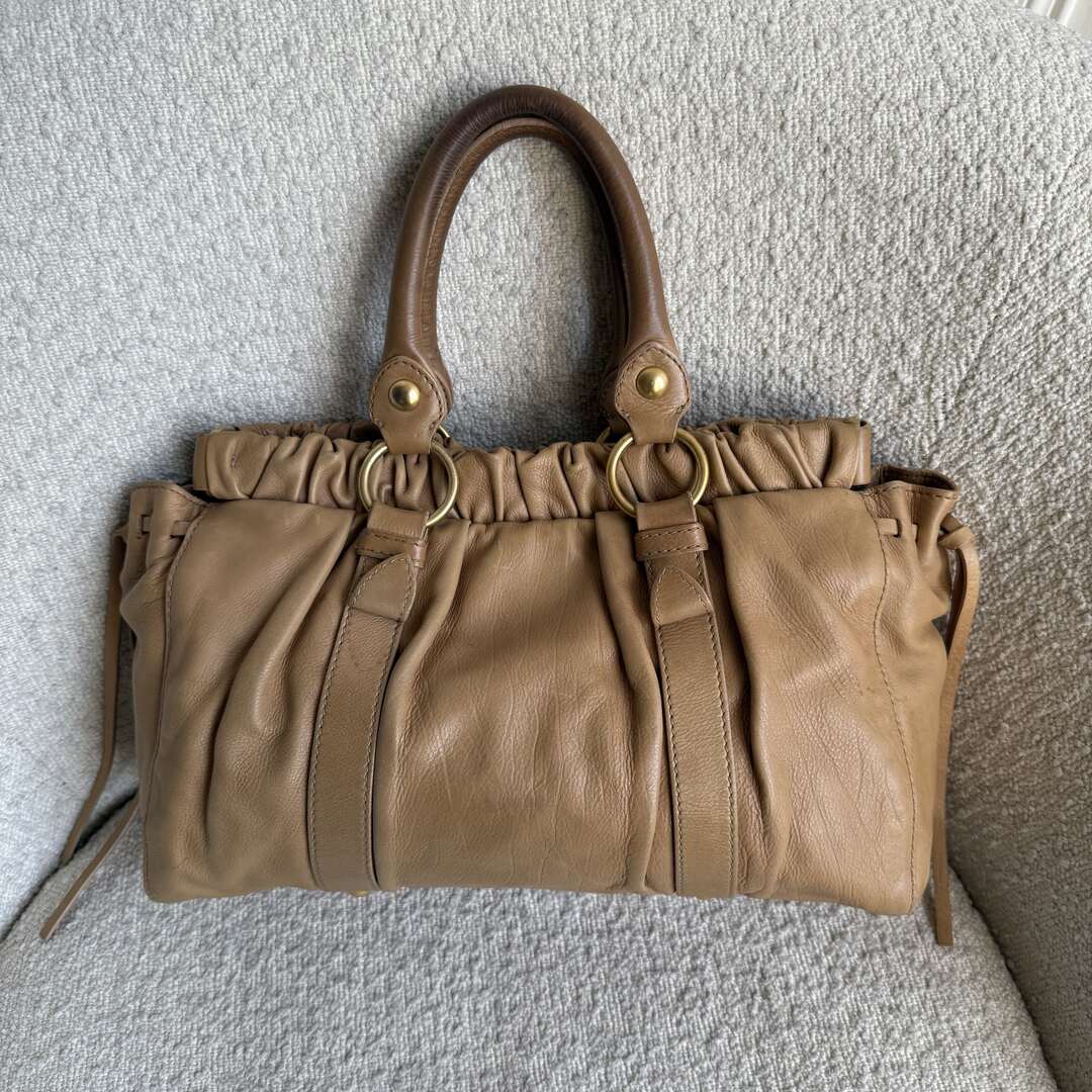 Miu Miu Vitello Beige Leather Handbag