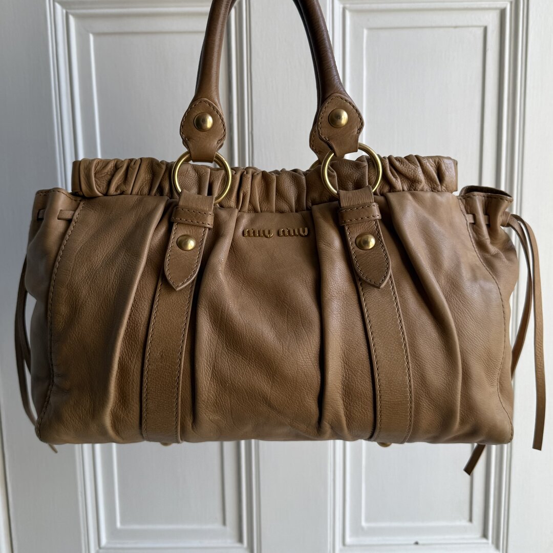 Miu Miu Vitello Beige Leather Handbag