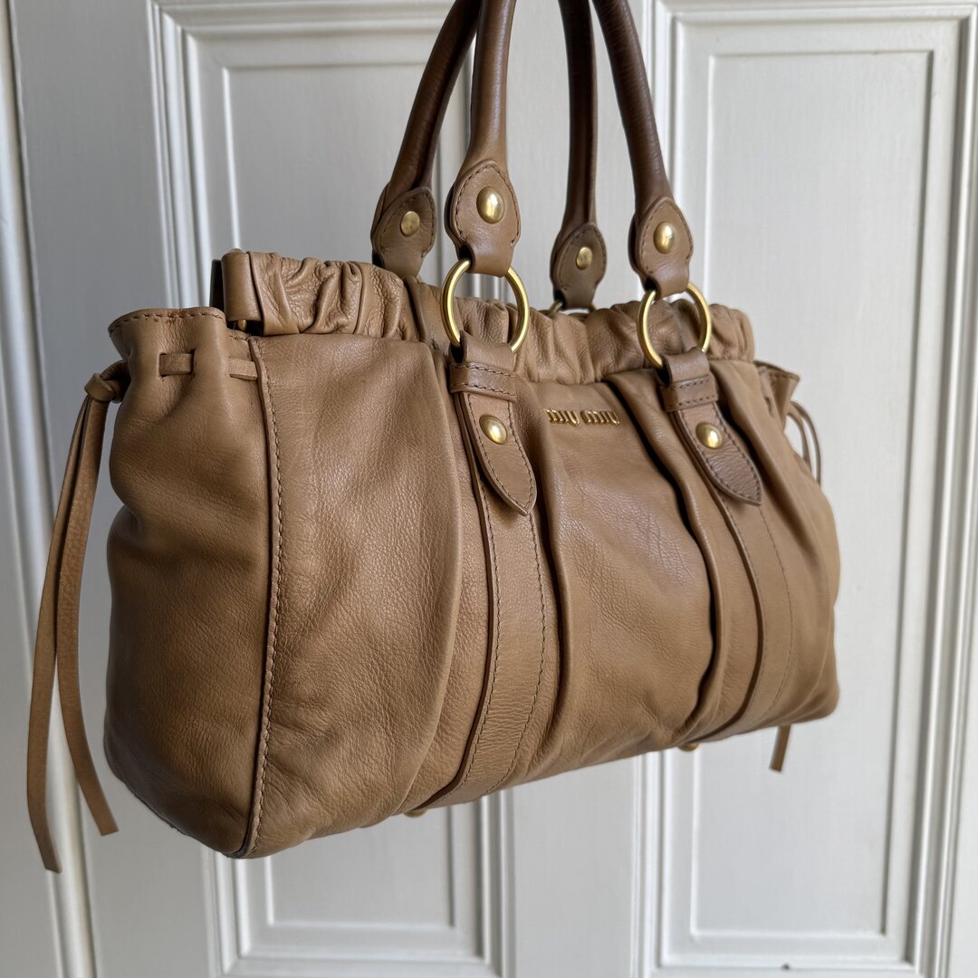 Miu Miu Vitello Beige Leather Handbag