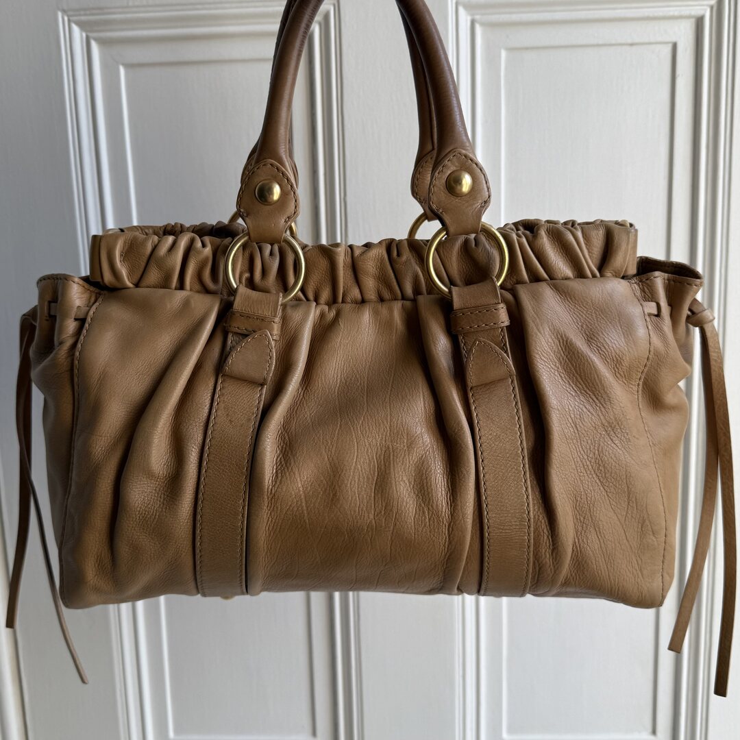 Miu Miu Vitello Beige Leather Handbag