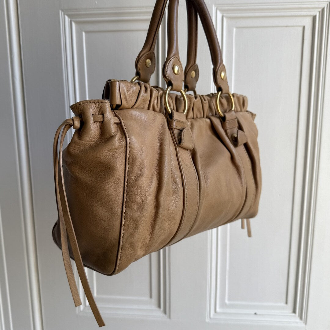 Miu Miu Vitello Beige Leather Handbag