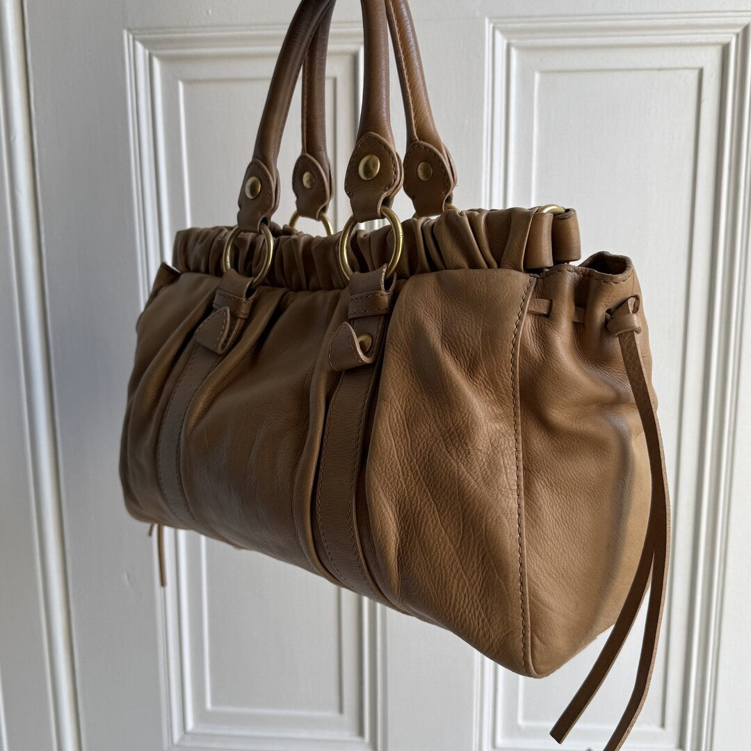 Miu Miu Vitello Beige Leather Handbag
