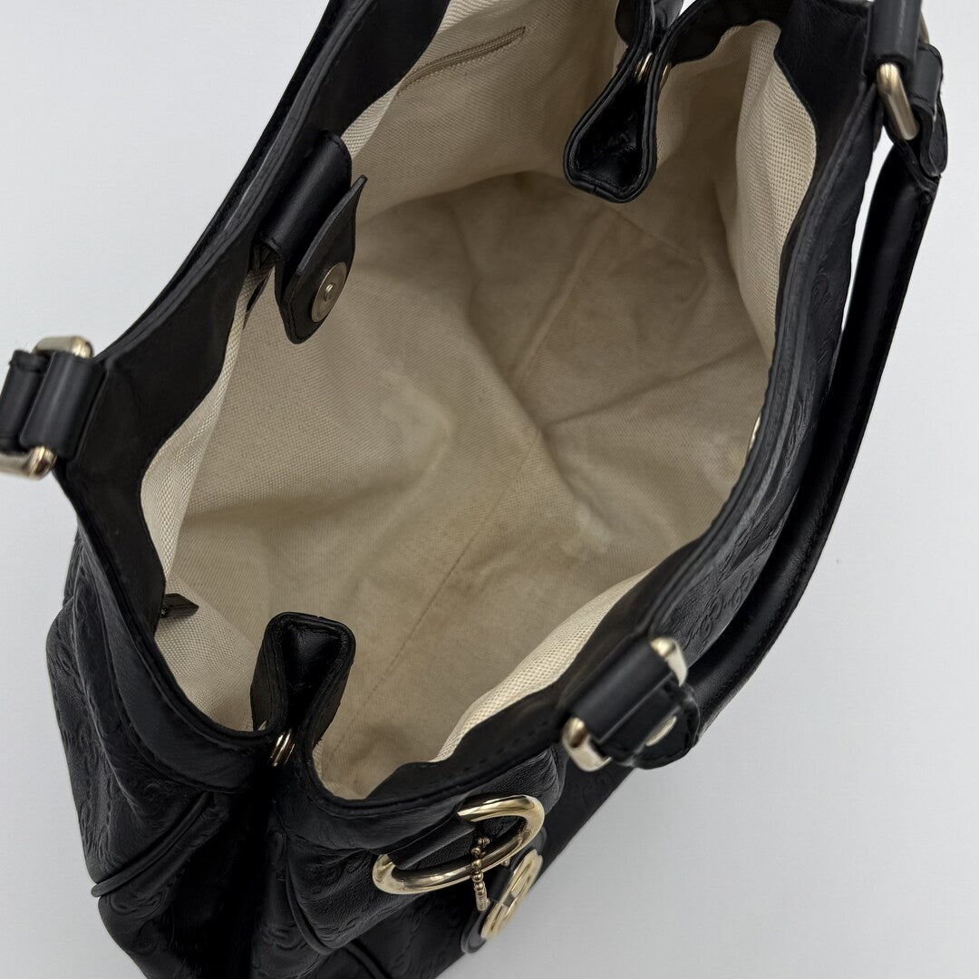 Gucci Guccissima Sukey Leather Black Tote Bag