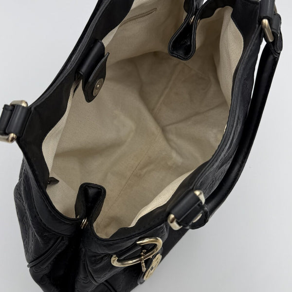 Gucci Guccissima Sukey Leather Black Tote Bag
