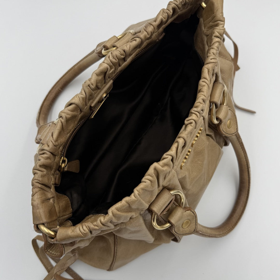 Miu Miu Vitello Beige Leather Handbag
