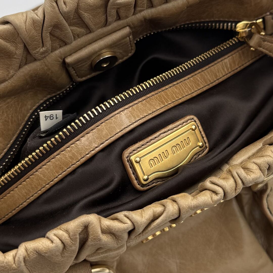 Miu Miu Vitello Beige Leather Handbag