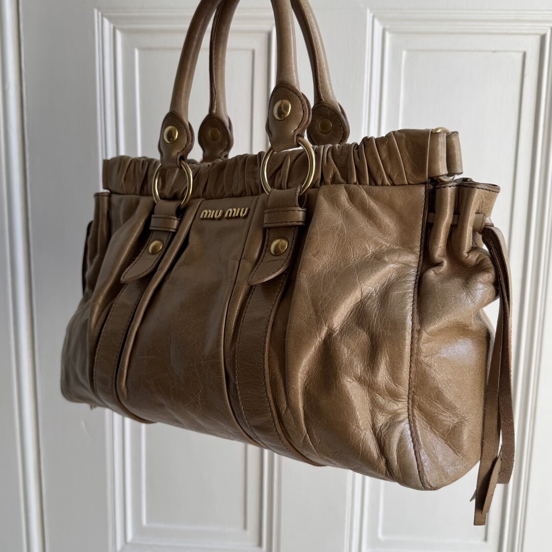 Miu Miu Vitello Beige Leather Handbag