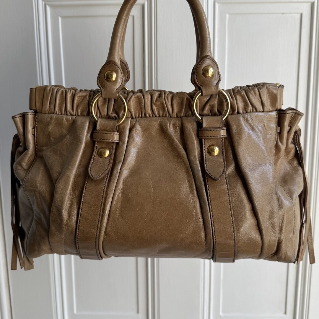 Miu Miu Vitello Beige Leather Handbag