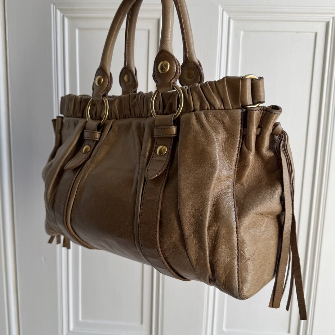 Miu Miu Vitello Beige Leather Handbag