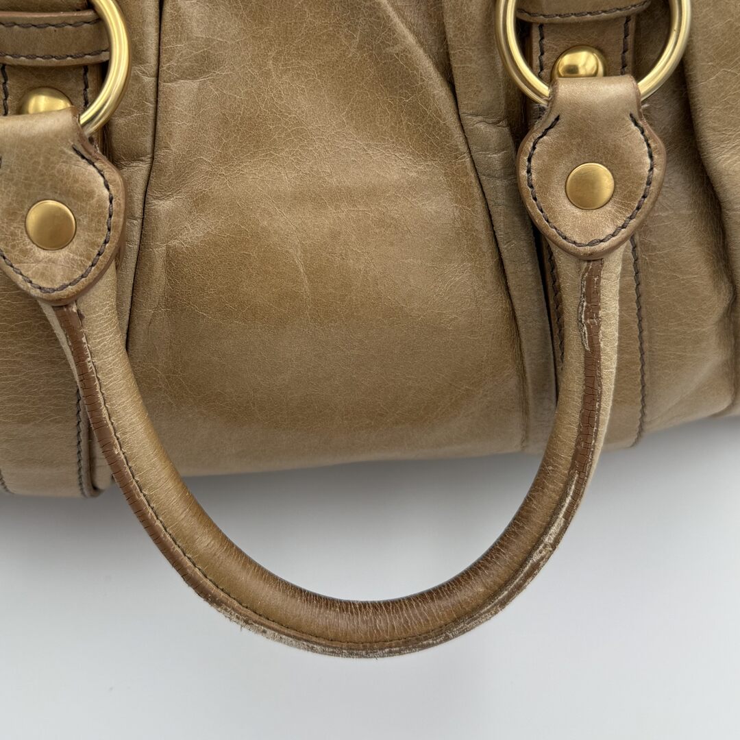 Miu Miu Vitello Beige Leather Handbag