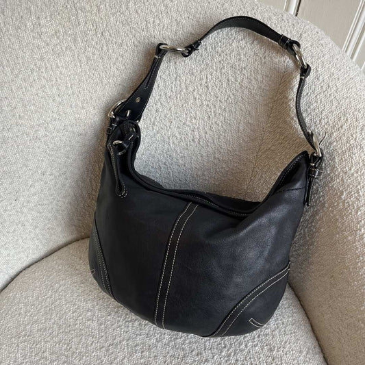 Coach Hobo Leather Black Shoulder Bag