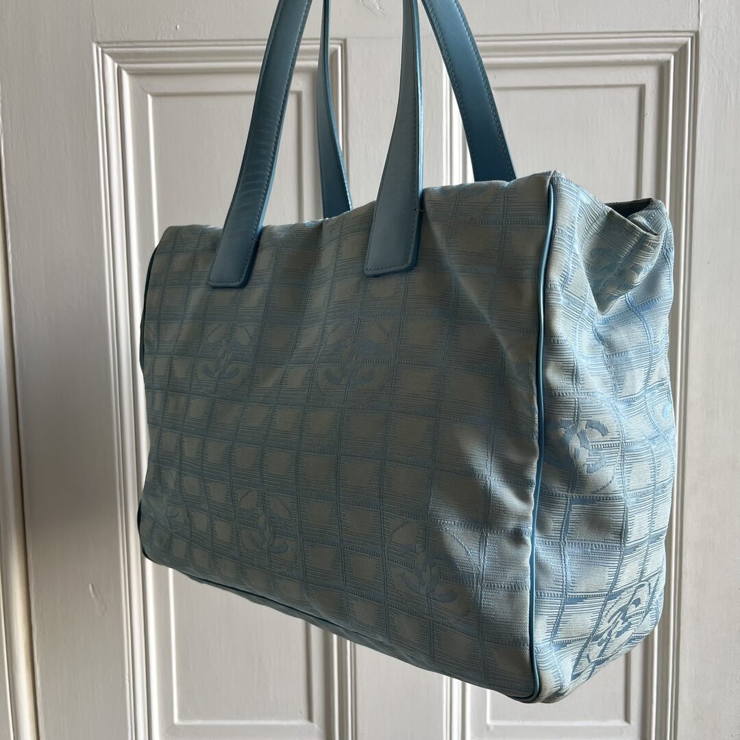 Chanel CC Travel Line Blue Tote Bag