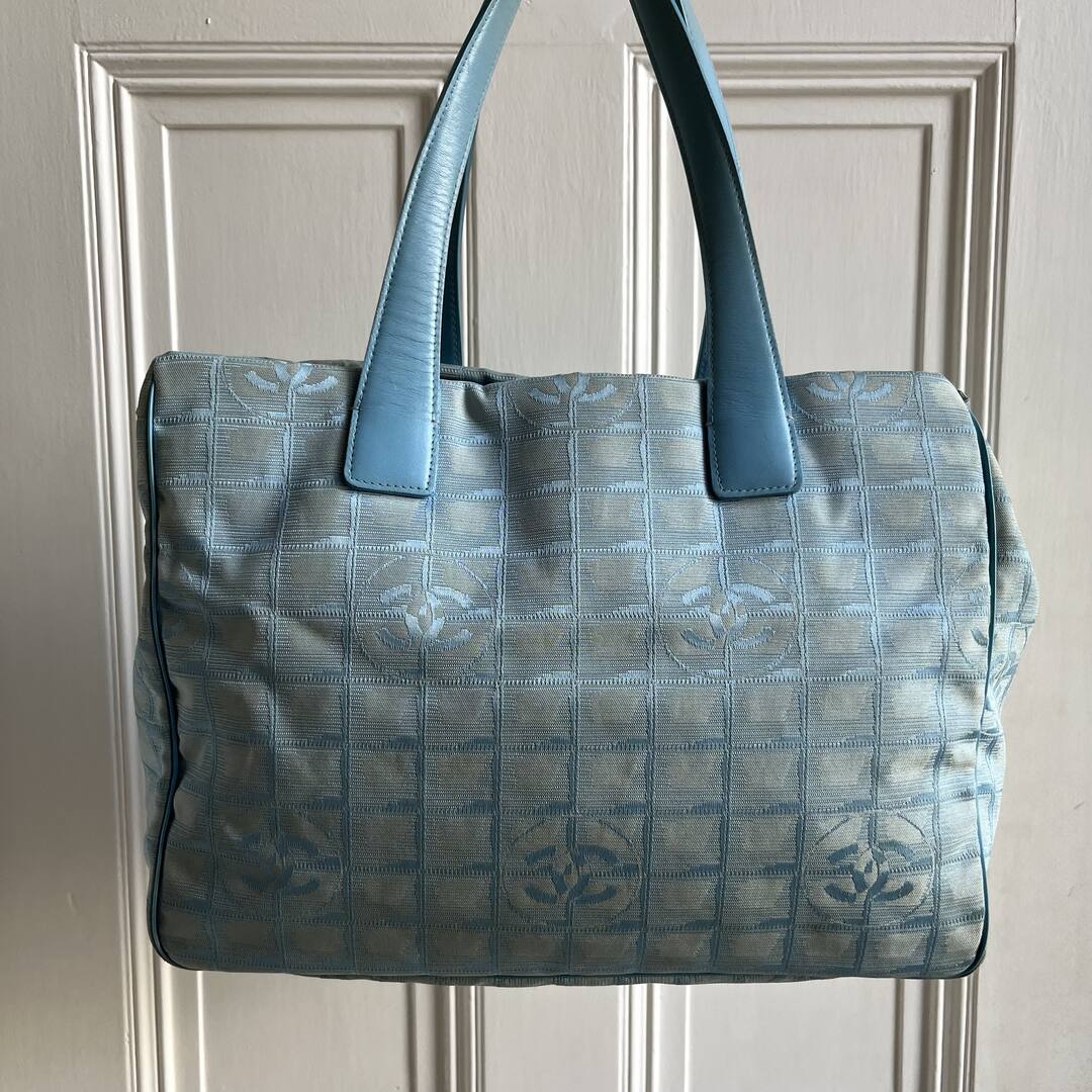 Chanel CC Travel Line Blue Tote Bag