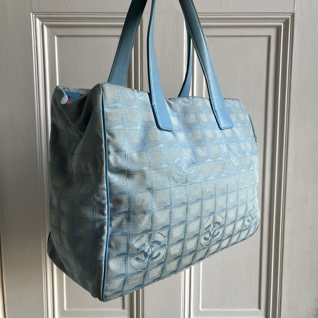 Chanel CC Travel Line Blue Tote Bag