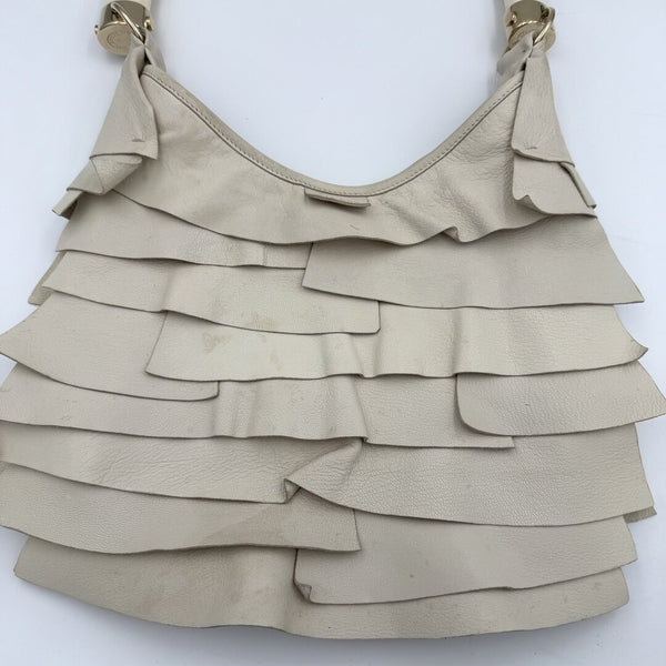 2004 YSL Mombasa Saint Tropez Leather Cream Shoulder Bag